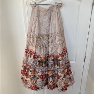 Floral Beige and Gold Lahenga